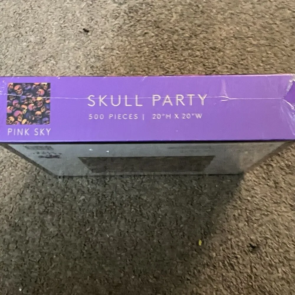 Skull Party Jigsaw Puzzle 500-Pieces Pink Sky New In Box Sealed Halloween Fun